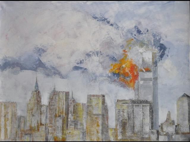 Painting titled "Le 11 septembre 2001" by Rosedingue, Original Artwork