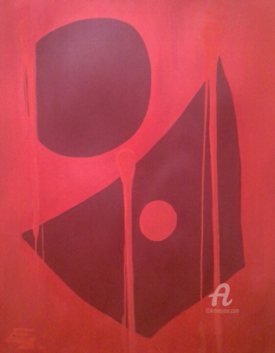 Pintura intitulada "Red Composition" por Roseli Franco, Obras de arte originais, Acrílico