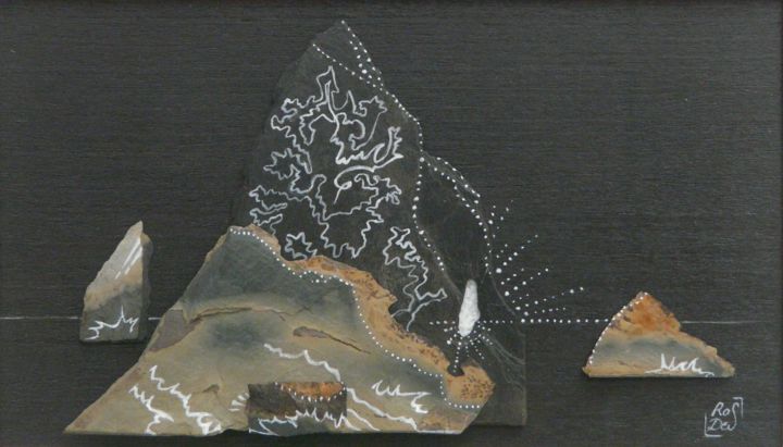 Collages intitulée "Le lagon" par Roseline Desbordes, Œuvre d'art originale, Collages