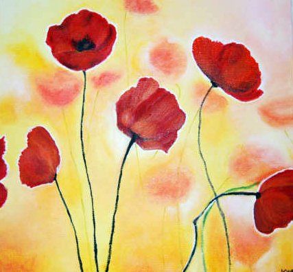 Painting titled "Coquelicots" by Roseline Mars, Original Artwork