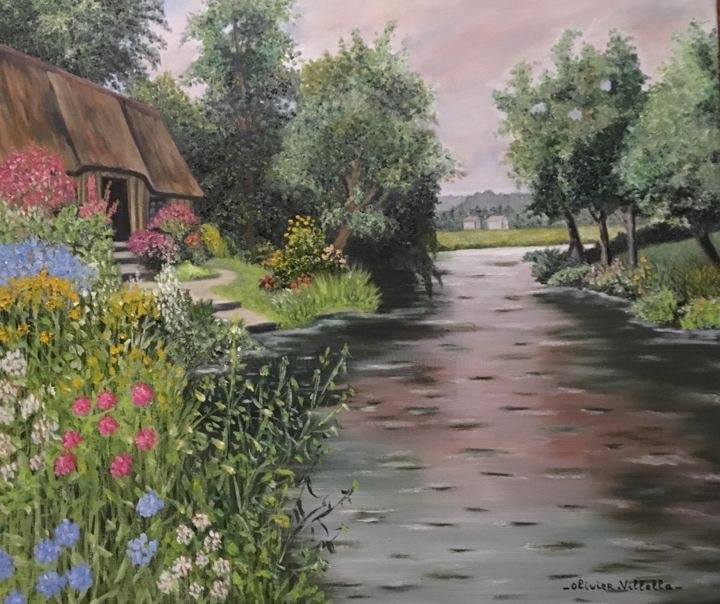 Painting titled "Cottage 4" by Roseline Pederencino Et Olivier Villella, Original Artwork, Oil