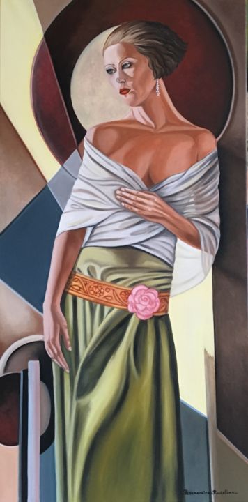 Painting titled "Annabelle" by Roseline Pederencino Et Olivier Villella, Original Artwork, Oil