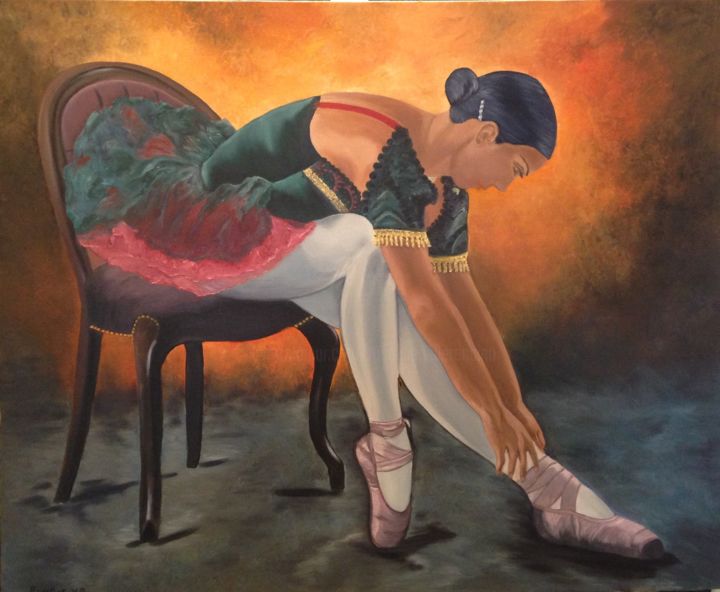 Pittura intitolato "Danseuse Etoile 2" da Roseline Pederencino Et Olivier Villella, Opera d'arte originale, Olio