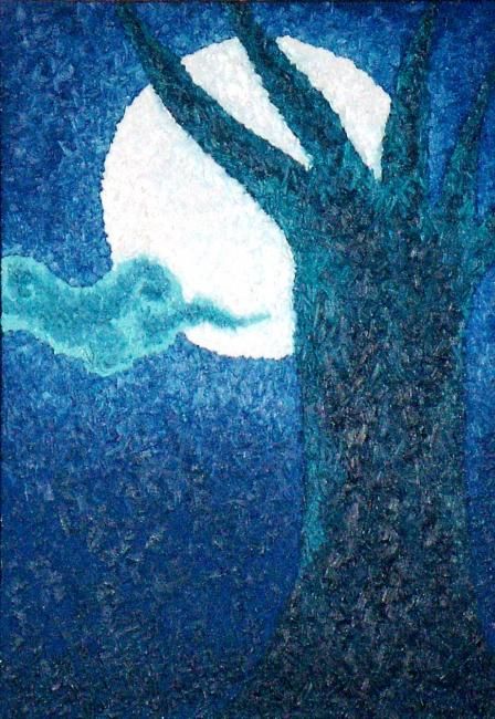 Painting titled "la luna in mano" by Rosellina Salvati, Original Artwork, Other