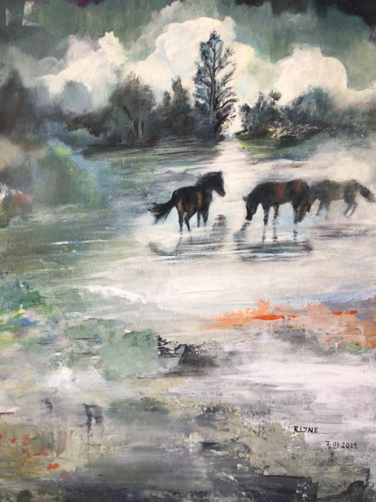 Pittura intitolato "L’inondation" da Roseline Chesserond, Opera d'arte originale, Acrilico