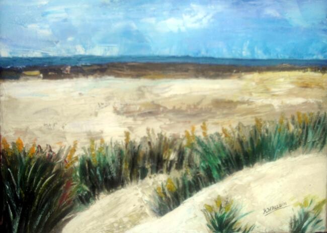 Painting titled "la plage de Saint F…" by Roselyne Halluin, Original Artwork