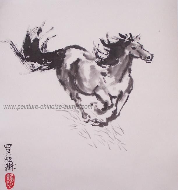 Peinture intitulée "cheval au galop" par Roselyne Pegeault, Œuvre d'art originale, Huile