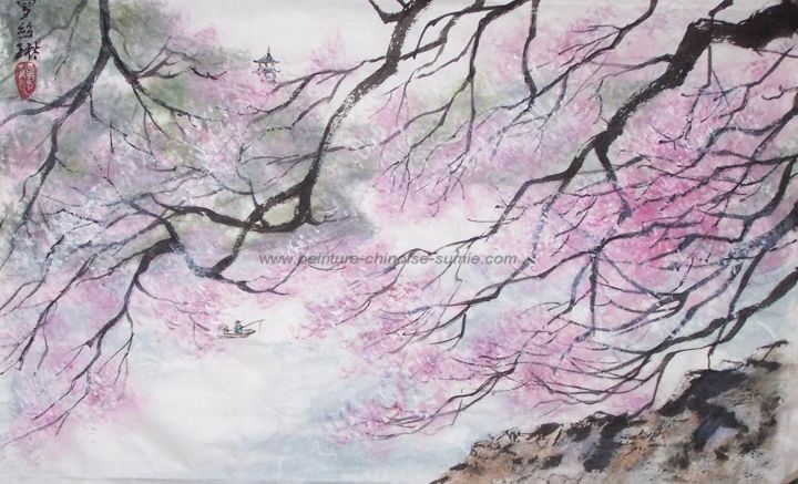 绘画 标题为“Cascade de fleurs” 由Roselyne Pegeault, 原创艺术品, 水彩