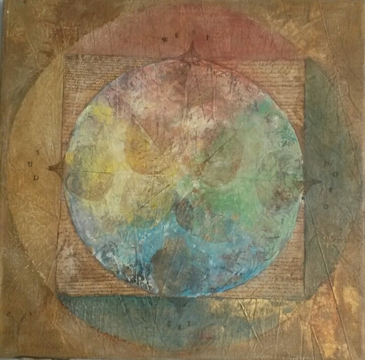 Painting titled "Mandala" by Roselyne Rollant (Evarose), Original Artwork, Acrylic