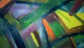 Painting titled "Patchwork Incoheren…" by Rose Marie Colucci, Original Artwork, Oil