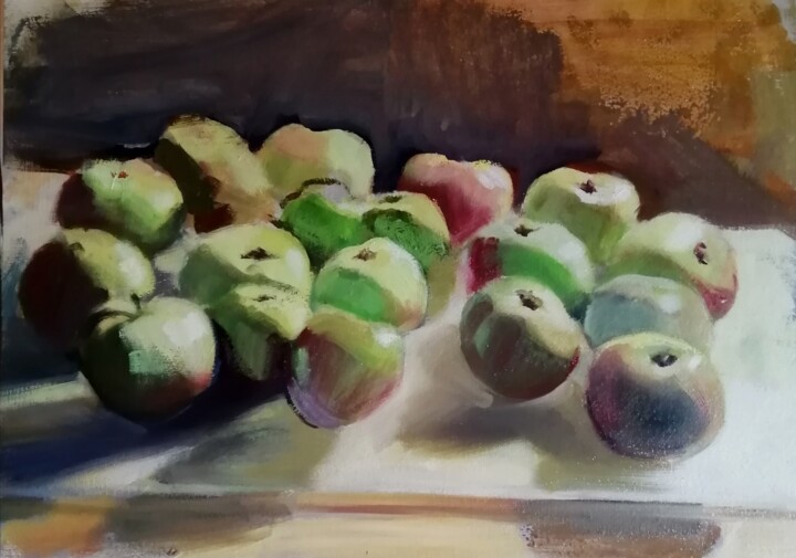 Pittura intitolato "Apples" da Rosemary Burn, Opera d'arte originale, Olio