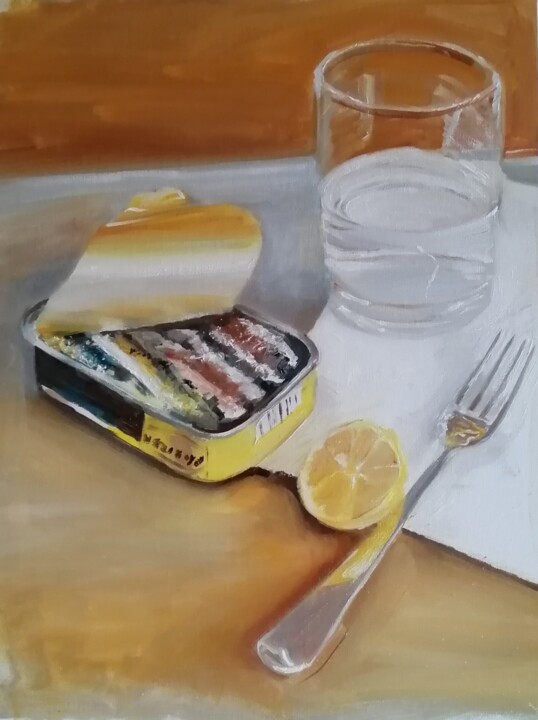 Painting titled "Food for thought" by Rosemary Burn, Original Artwork, Oil