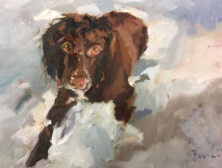 Painting titled "Willow in the snow" by Rosemary Bonnin, Original Art, Oil