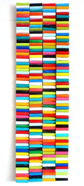 Sculpture titled "232 Rolls of Color…" by Rosemary Pierce, Original Artwork, Mixed Media