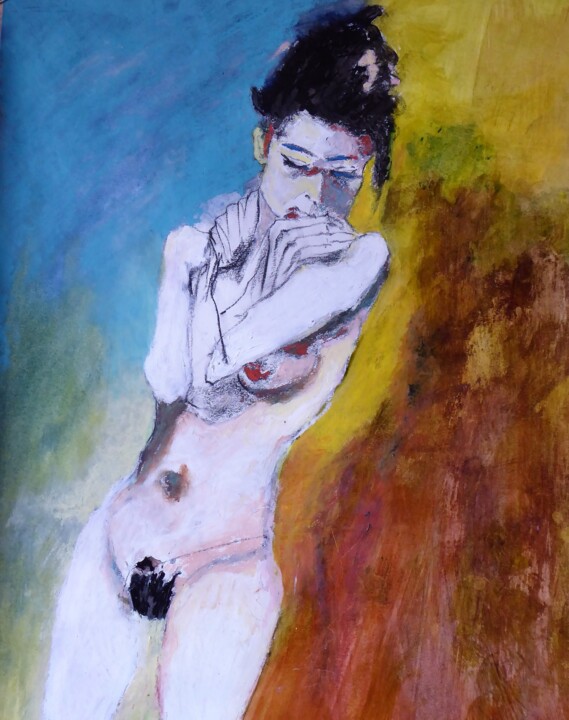 Peinture intitulée "Twiggy à Pise" par Rosemay Dahan, Œuvre d'art originale, Pastel