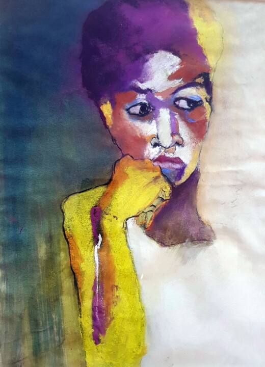 Schilderij getiteld "Sulking Vano" door Rosemay Dahan, Origineel Kunstwerk, Pastel