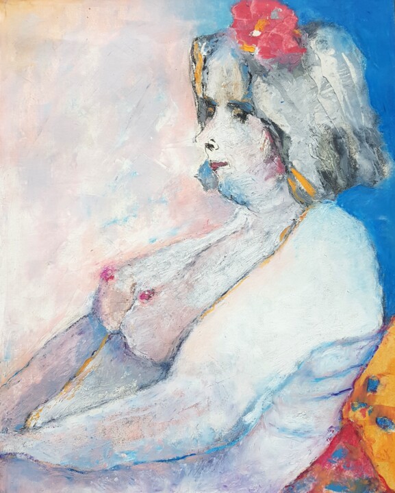 Peinture intitulée "Blanche" par Rosemay Dahan, Œuvre d'art originale, Huile