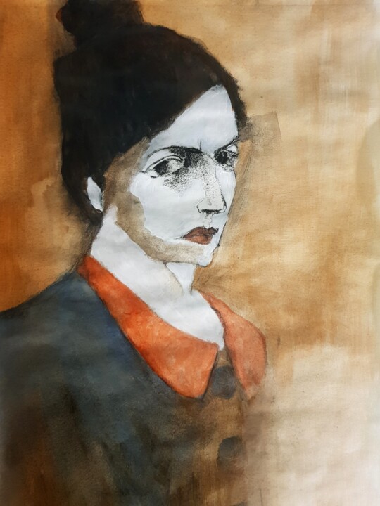 Peinture intitulée "Daniela en couleurs…" par Rosemay Dahan, Œuvre d'art originale, Fusain