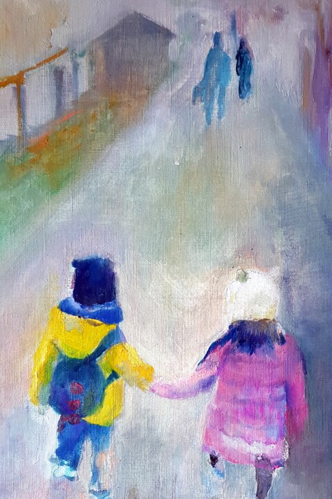 Картина под названием "On the road" - Rosemay Dahan, Подлинное произведение искусства, Масло