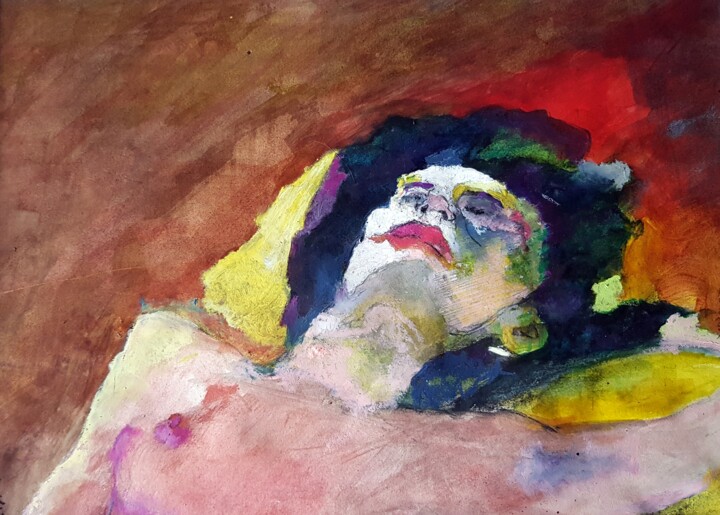 Pittura intitolato "Resting 2022" da Rosemay Dahan, Opera d'arte originale, Inchiostro