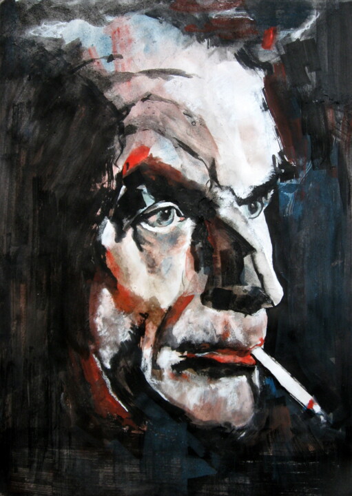 Painting titled "Beckett" by Rosemay Dahan, Original Artwork, Ink