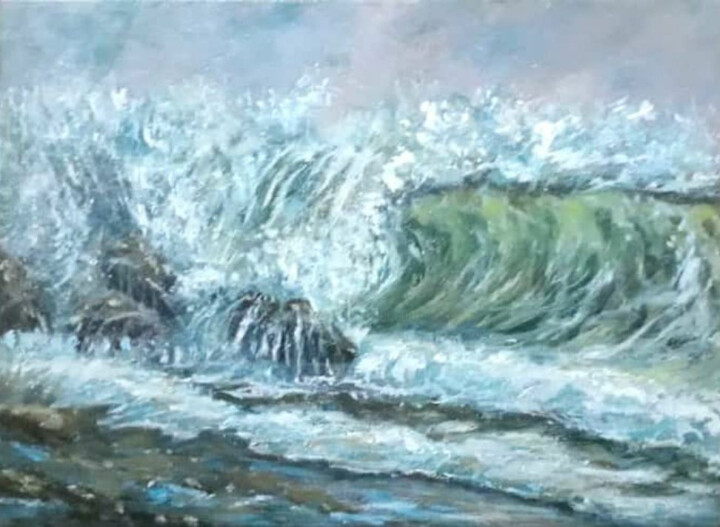 Peinture intitulée "wild waves" par Rosemberg Prado, Œuvre d'art originale, Acrylique Monté sur Autre panneau rigide