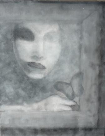 Pintura intitulada "Na janela" por Rose Nobre, Obras de arte originais, Óleo
