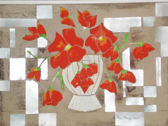 Pintura intitulada "Estude de Flores e…" por Rose Perussi, Obras de arte originais