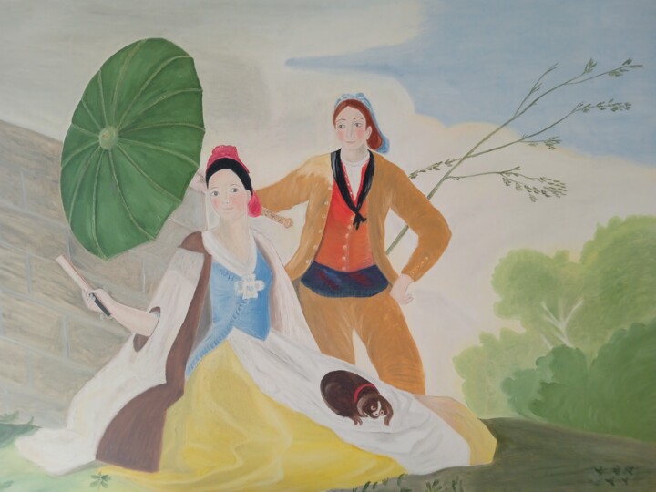 Painting titled "El paraguas" by Roser Solà, Original Artwork, Oil