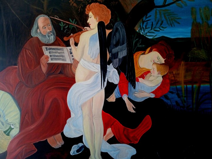 Painting titled "El descanso en la h…" by Roser Solà, Original Artwork, Oil