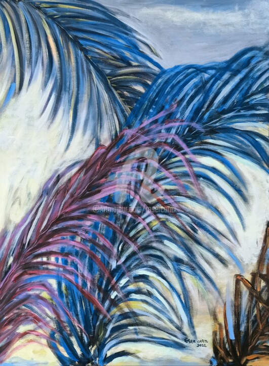 Painting titled "palm 1" by Roser Caritx Vilaseca, Original Artwork, Acrylic