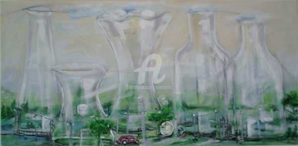 Painting titled "ciutat nord./Ciudad…" by Roser Caritx Vilaseca, Original Artwork