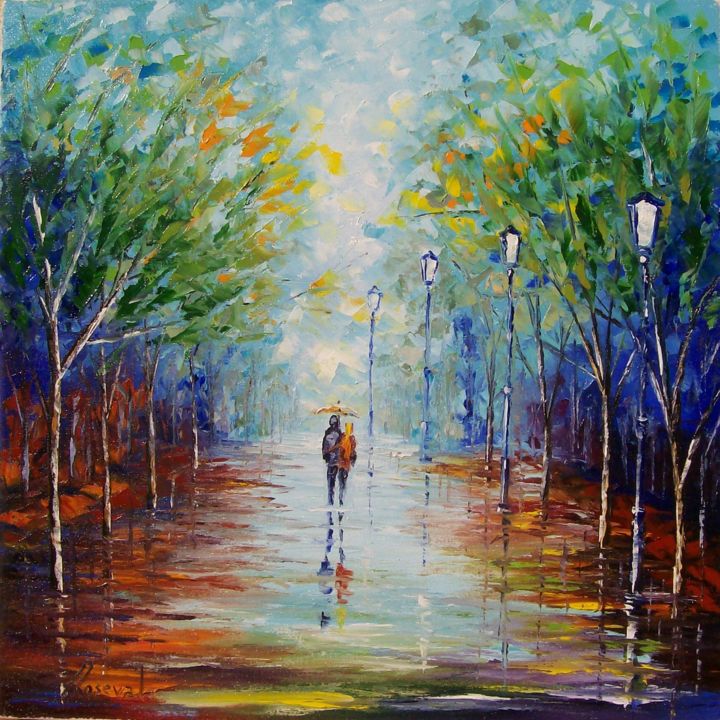 Painting titled "Parque 1" by Roseval, Original Artwork, Oil