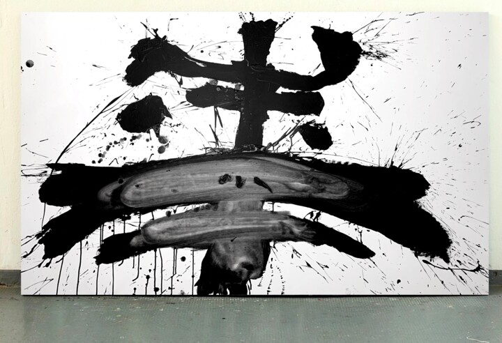 Malerei mit dem Titel "Black 33x" von Rosi Roys, Original-Kunstwerk, Acryl