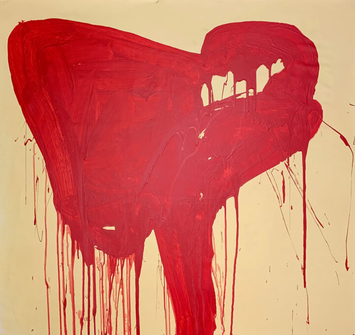 Ζωγραφική με τίτλο "Simple red 12" από Rosi Roys, Αυθεντικά έργα τέχνης, Ακρυλικό