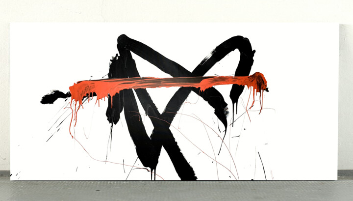 Malerei mit dem Titel "Black 162 x" von Rosi Roys, Original-Kunstwerk, Acryl