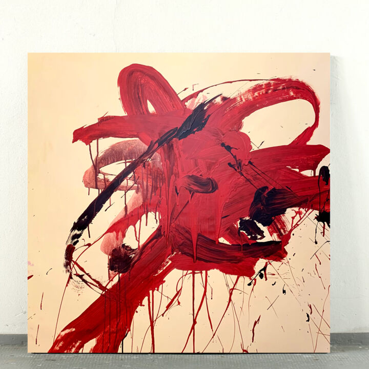 Malerei mit dem Titel "Red expression 3" von Rosi Roys, Original-Kunstwerk, Acryl