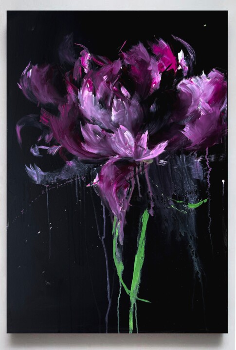 Peinture intitulée "Pink flower 21" par Rosi Roys, Œuvre d'art originale, Acrylique