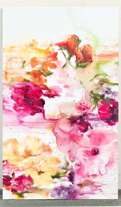 Painting titled "Blurred flowers 11" by Rosi Roys, Original Artwork, Acrylic