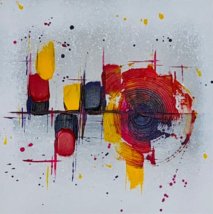Peinture intitulée "Black Red Yellow" par Rosie Walter, Œuvre d'art originale, Acrylique