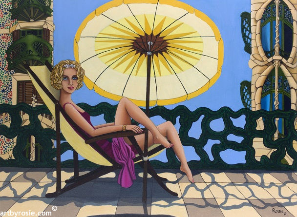 Картина под названием "Hola Barcelona" - Rosie Harper, Подлинное произведение искусства, Масло