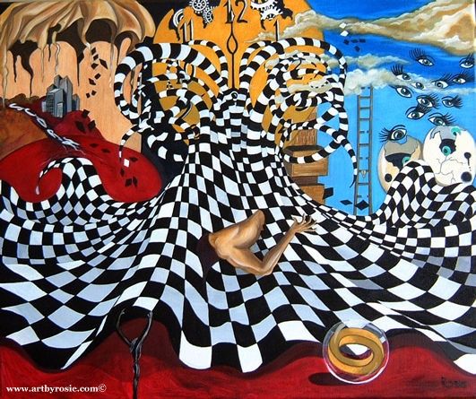 Painting titled "Angst" by Rosie Harper, Original Art, Oil