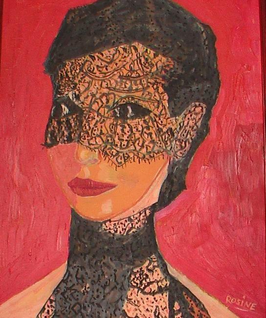 Peinture intitulée "FEMME A LA VOILETTE" par Rosine Ammendola, Œuvre d'art originale, Huile