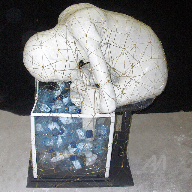 Sculpture titled "WATER!!!" by Rosita Allinckx, Original Artwork, Plaster Mounted on Wood Panel