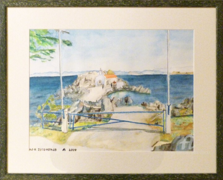 Painting titled "Chios series: Ag-Is…" by Rosita Allinckx, Original Artwork, Watercolor Mounted on Other rigid panel