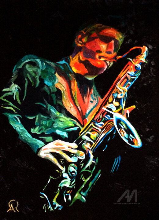 Painting titled "music in colors, co…" by Rosita Allinckx, Original Artwork, Oil