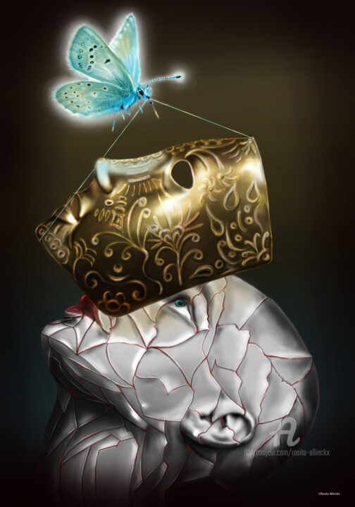 Digital Arts titled "'Take off that mask…" by Rosita Allinckx, Original Artwork, Digital Painting