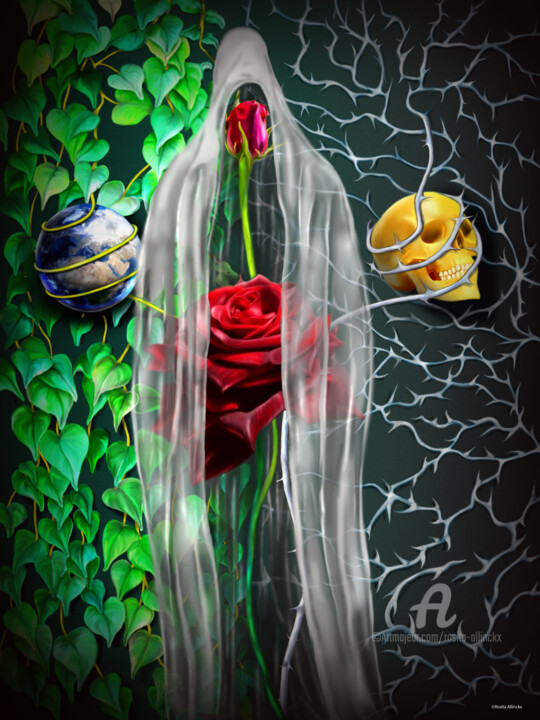 Digital Arts titled "A pure soul blossoms" by Rosita Allinckx, Original Artwork, Digital Painting