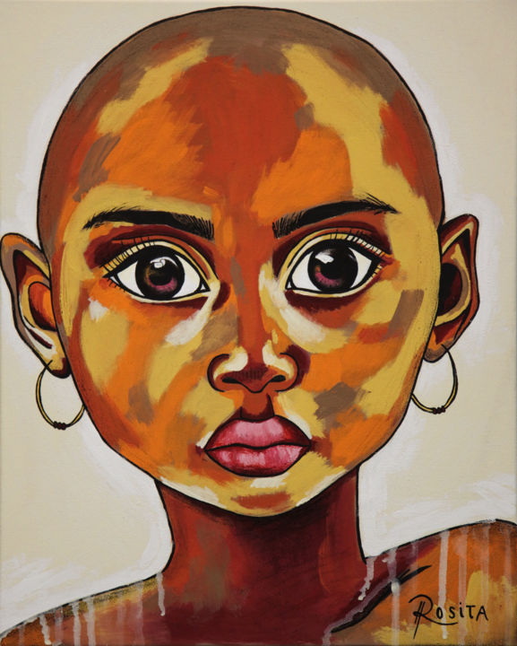 Painting titled "Malaïka" by Rosita, Original Artwork, Acrylic