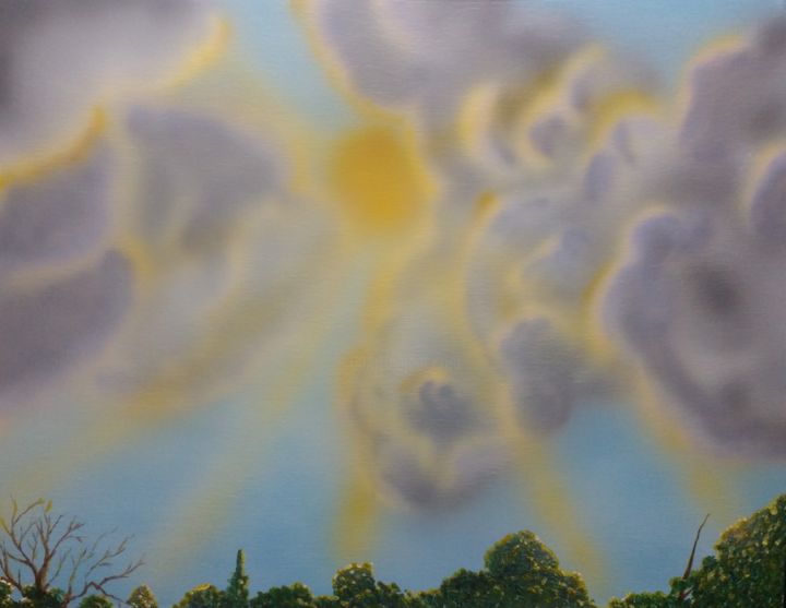 Painting titled "Sunthroughthestorm.…" by Roslyn Lesher Black, Original Artwork, Acrylic